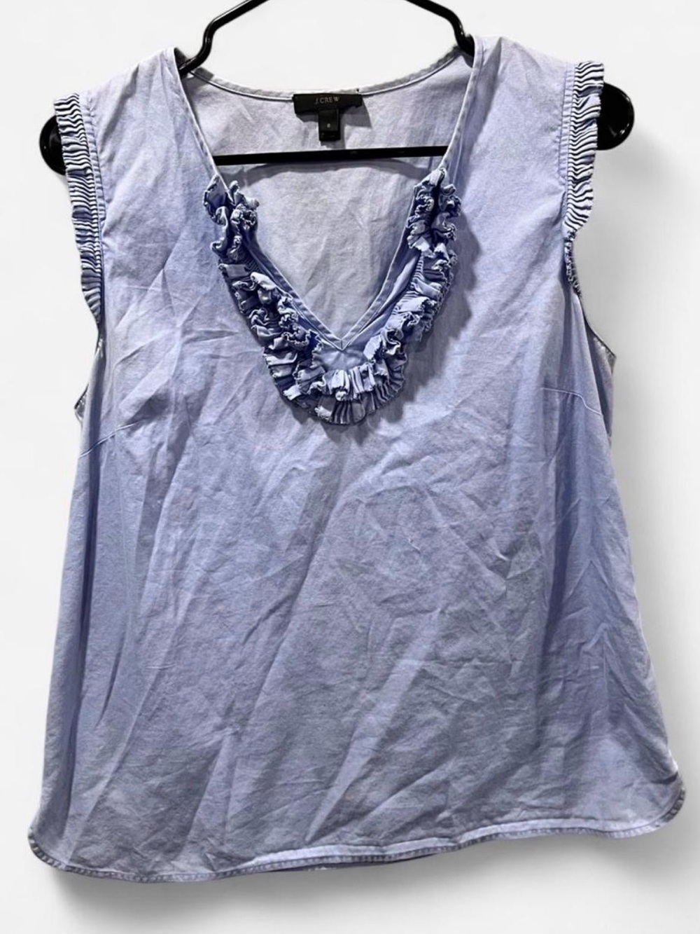 J. Crew Lavender Ruffle V-Neck Sleeveless Blouse
